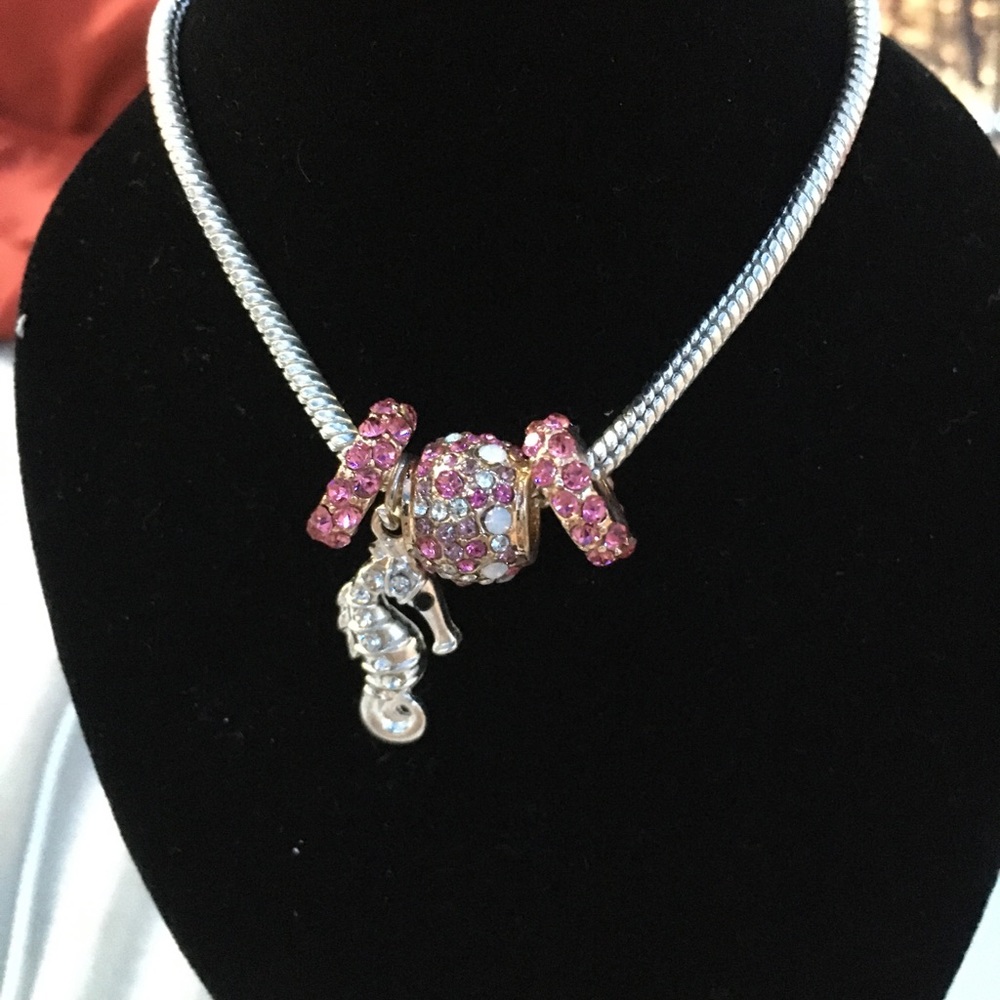 Handmade Pink Seahorse bracelet